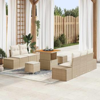 ARDEBO.de - Gartensofa-set 8 stk. Beige Poly-Rattan