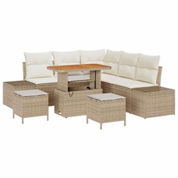 Gartensofa-set 8 stk. Beige Poly-Rattan