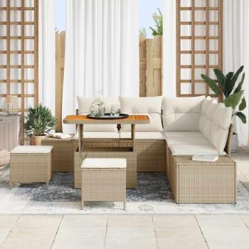 Gartensofa-set 8 stk. Beige Poly-Rattan
