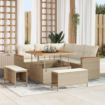 ARDEBO.de - Gartensofa-set 8 stk. Beige Poly-Rattan