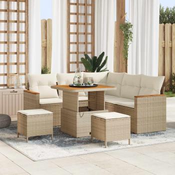 ARDEBO.de - Gartensofa-set 8 stk. Beige Poly-Rattan