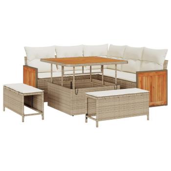 Gartensofa-set 8 stk. 8-Sitzanzahl Beige und Creme