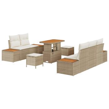 Gartensofa-set 8 Stk. 7-Sitzanzahl Beige und Creme