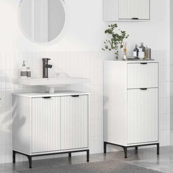 ARDEBO.de - Badezimmermöbel-Set 2 Stk. Weiß Sperrholz und Metall