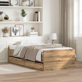 ARDEBO.de - Bettrahmen Artisan-Eiche 90 x 200 cm Massives Kiefernholz