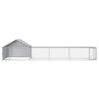 Hühnerstall mit Dach und Hof 2 stk. Silber 7 x 2 x 1,5 m