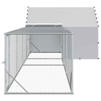 Hühnerstall mit Dach und Hof 2 stk. Silber 7 x 2 x 1,5 m