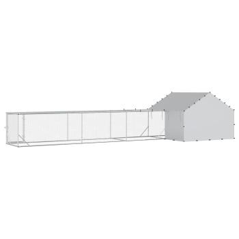 Hühnerstall mit Dach und Hof 2 stk. Silber 7 x 2 x 1,5 m