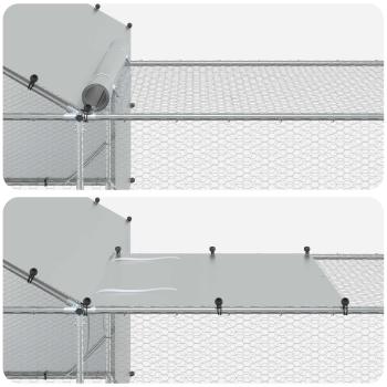 Hühnerstall mit Dach und Hof 2 stk. Silber 7 x 2 x 1,5 m