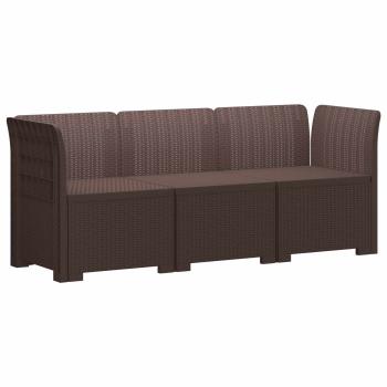 ARDEBO.de - 3-Sitzer Garten Sofa Rattan Look PP Braun
