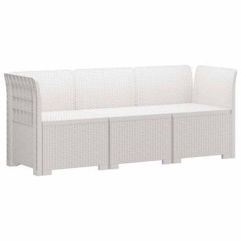 ARDEBO.de - 3-Sitzer Garten Sofa Rattan Look PP Weiß