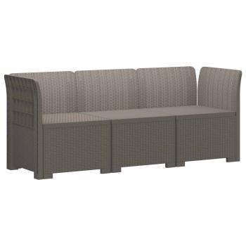 ARDEBO.de - 3-Sitzer Garten Sofa Rattan Look PP Hellgrau