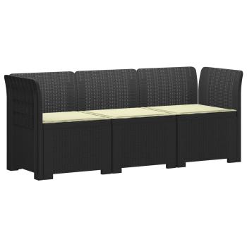 3-Sitzer Garten Sofa mit Kissen Rattan-Look PP Anthrazit