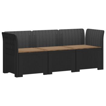 ARDEBO.de - 3-Sitzer Garten Sofa mit Kissen Rattan-Look PP Anthrazit