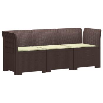 3-Sitzer Garten Sofa mit Kissen Rattan-Look PP Braun