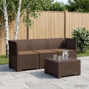 ARDEBO.de - 3-Sitzer Garten Sofa mit Kissen Rattan-Look PP Braun