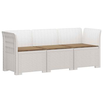 3-Sitzer Garten Sofa mit Kissen Rattan-Look PP Weiß