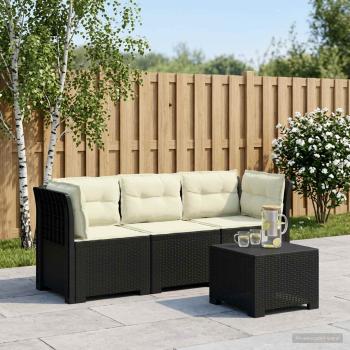 ARDEBO.de - 3-Sitzer Garten Sofa mit Kissen Rattan-Look PP Anthrazit