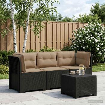 ARDEBO.de - 3-Sitzer Garten Sofa mit Kissen Rattan-Look PP Anthrazit