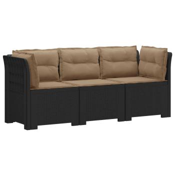 3-Sitzer Garten Sofa mit Kissen Rattan-Look PP Anthrazit