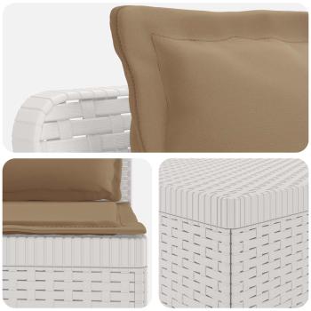3-Sitzer Garten Sofa mit Kissen Rattan-Look PP Weiß