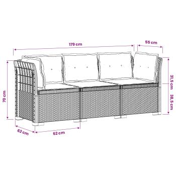 3-Sitzer Garten Sofa mit Kissen Rattan-Look PP Weiß