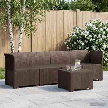 ARDEBO.de - 4-Sitzer Gartensofa Rattan Look PP Braun