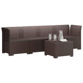 4-Sitzer Gartensofa Rattan Look PP Braun