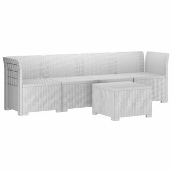 ARDEBO.de - 4-Sitzer Gartensofa Rattan Look PP Weiß