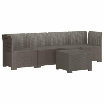 ARDEBO.de - 4-Sitzer Gartensofa Rattan Look PP Hellgrau