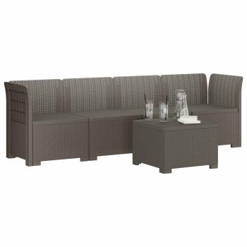 4-Sitzer Gartensofa Rattan Look PP Hellgrau