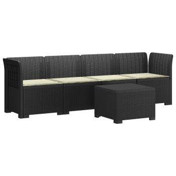 4-Sitzer Gartensofa mit Kissen Rattan Look PP Anthrazit