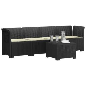 4-Sitzer Gartensofa mit Kissen Rattan Look PP Anthrazit