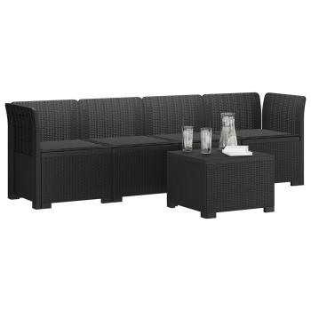 4-Sitzer Gartensofa mit Kissen Rattan Look PP Anthrazit