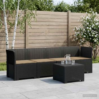ARDEBO.de - 4-Sitzer Gartensofa mit Kissen Rattan Look PP Anthrazit