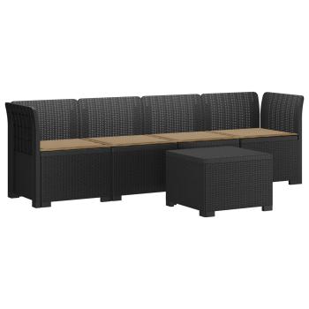4-Sitzer Gartensofa mit Kissen Rattan Look PP Anthrazit