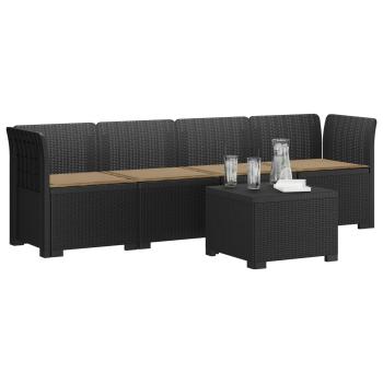 4-Sitzer Gartensofa mit Kissen Rattan Look PP Anthrazit