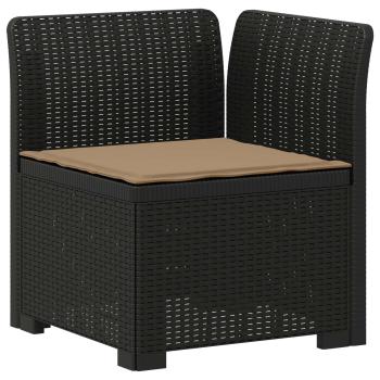 4-Sitzer Gartensofa mit Kissen Rattan Look PP Anthrazit