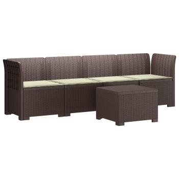 4-Sitzer Gartensofa mit Kissen Rattan Look PP Braun