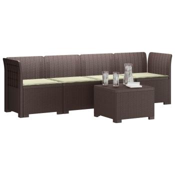 4-Sitzer Gartensofa mit Kissen Rattan Look PP Braun