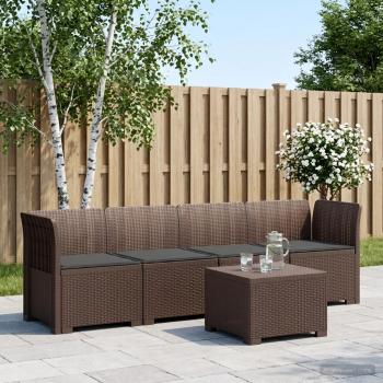 ARDEBO.de - 4-Sitzer Gartensofa mit Kissen Rattan Look PP Braun