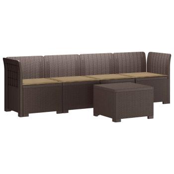 4-Sitzer Gartensofa mit Kissen Rattan Look PP Braun