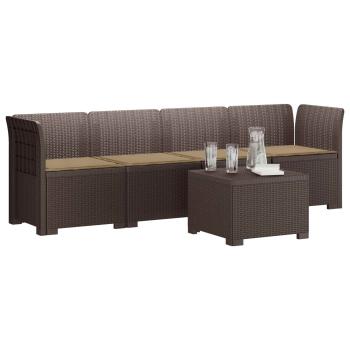 4-Sitzer Gartensofa mit Kissen Rattan Look PP Braun