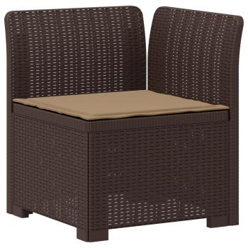 4-Sitzer Gartensofa mit Kissen Rattan Look PP Braun