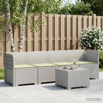 ARDEBO.de - 4-Sitzer Gartensofa mit Kissen Rattan Look PP Weiß