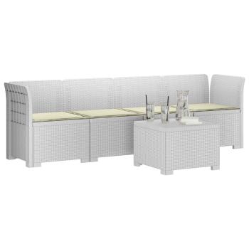 4-Sitzer Gartensofa mit Kissen Rattan Look PP Weiß