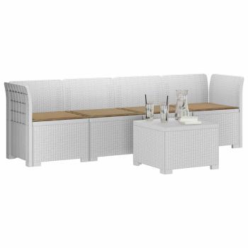 4-Sitzer Gartensofa mit Kissen Rattan Look PP Weiß