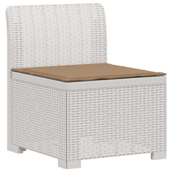 4-Sitzer Gartensofa mit Kissen Rattan Look PP Weiß