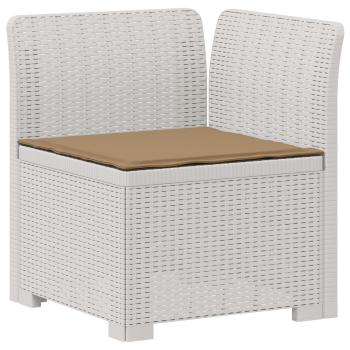 4-Sitzer Gartensofa mit Kissen Rattan Look PP Weiß