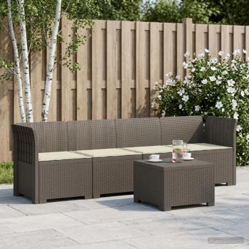 ARDEBO.de - 4-Sitzer Gartensofa mit Kissen Rattan Look PP Hellgrau